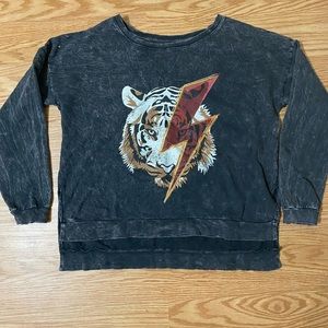 Lightweight long sleeve acid wash sweatshirt